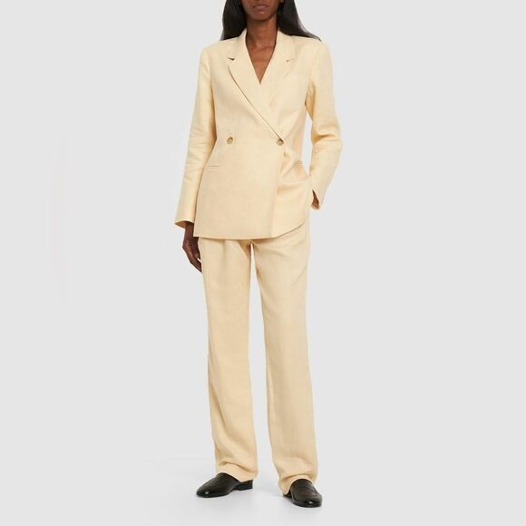 NWT Anine Bing Jay Straight Cream Pants Linen Size 30 - Picture 3 of 9